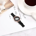 Women's quartz watch with gradient cat-eye dial and black Milanese mesh strap - Black
