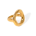 Anello ovale cavo minimalista in acciaio inossidabile placcato oro 18k lucido - US 6 / Oro