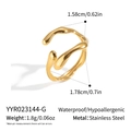 18K gold-plated stainless steel geometric open ring with irregular wave design - Minimalist Wavy Style (YYR023144-G)