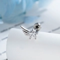 Silberner Sternenflügel-Ohrstecker mit Zirkonia und sicherem Schraubverschluss - Klarer Edelstein Rechter Flügel (Einzeln) / Weiß