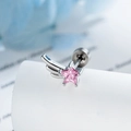 Silver wing ear stud featuring pink star zircon and a screw back for daily wear - Pink Gemstone Right Wing (Single)