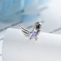 Silver star wing cartilage stud with purple zircon and screw back closure - Blue-Purple Gemstone Right Wing (Single)