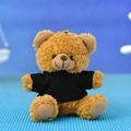 Adorable brown teddy bear plush toy keychain wearing a tiny black sweater accessory - 12cm (Bead Chain) / Brown (Black T-shirt)