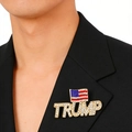 Sparkling TRUMP American flag brooch with rhinestones for Independence Day fashion - Letter Brooch (WG-0984) / KC Gold