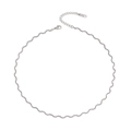 Minimalist silver wavy chain necklace with adjustable extender and lobster clasp - Yyn025112-p
