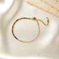 Gold-toned paperclip bracelet with colorful zircon stones and K18 tag on silk - Multicolor Rhinestone Style (E2152)