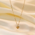 18K gold plated titanium steel necklace featuring a smooth solid heart pendant - Simple Heart (H141) Gold