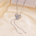 Irregular lava heart pendant necklace in silver finish with sleek snake chain - Hammered Heart (H159) Steel