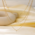 Triple-layer gold titanium necklace with paperclip chain and zircon waterdrop pendant - Triple Layer Diamond Drop (H143) Gold