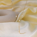 Elegant 18K gold plated Y-shaped necklace with white pearls and metal beads for women - H1037 Eleven Tassel Pearl Y-Necklace Gold