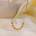 18k gold plated titanium steel necklace with seven beads on silk background - Seven Beads Box Chain (H1065) Gold