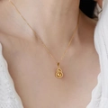 Elegant 18K gold-plated titanium steel necklace featuring a Wulu gourd pendant - Wulu Gourd (H1334) Gold