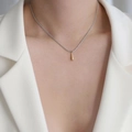 Minimalist titanium steel necklace with elegant gold polished water drop pendant - Long Teardrop (H6001) Gold