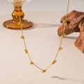 Minimalist 18K gold plated titanium steel necklace with elegant small gold beads - Patchwork Beads (H1145) Gold
