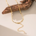 Elegant 18K gold plated snake chain necklace with a heart-shaped zircon pendant - Triangle Single Diamond Tassel (H1317) Gold