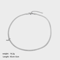 4mm silver herringbone snake chain in stainless steel with 45cm length and extension - 4mm Wide Silver Snake Chain Style (YYN023031-S)