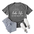 Dark grey Lake Life printed t-shirt in size 2XL paired with jeans and canvas shoes - S / Dark Gray (White Font)