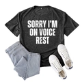 Casual dark grey t-shirt with Sorry I'm On Voice Rest print and light blue wash jeans - S / Heather Gray (White Font)