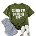 Dark green t-shirt with Sorry I'm On Voice Rest print and denim jeans pairing - S / Army Green (White Font)