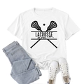 Casual white Lacrosse Mom printed t-shirt paired with light blue denim jeans - White (Black Font)