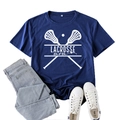 Dark blue Lacrosse Mom short sleeve t-shirt in XXL with casual denim jeans and shoes - Navy Blue (White Font)
