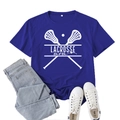 Royal blue Lacrosse Mom t-shirt in XXL with white graphic print for a casual summer look - Retro Blue (White Font)