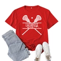 Red Lacrosse Mom short sleeve t-shirt in loose fit with white graphic print - Red (White Font)
