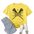 Yellow Lacrosse Mom cotton T-shirt in XXL size flat lay with denim jeans and sneakers - Yellow (Black Font)