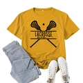Ginger yellow Lacrosse Mom t-shirt in XXL size paired with casual denim jeans - Mustard Yellow (Black Text)