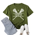 Olive green Lacrosse Mom short sleeve T-shirt with sports print and denim jeans - Army Green (White Font)