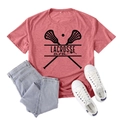 Red Lacrosse Mom print t-shirt in size 2XL paired with denim jeans and white sneakers - Rose Gold (Black Font)