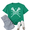 Dark green Lacrosse Mom printed t-shirt paired with denim jeans and white sneakers - Dark Green (White Font)