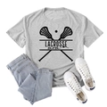 Grey Lacrosse Mom t-shirt in casual loose fit paired with jeans and sneakers - Light Gray (Black Font)