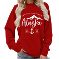 Women's red round neck Alaska Cruisin 2025 print sweatshirt in a loose casual style - S / Red (White Font) (11910)