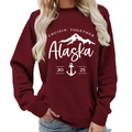 Deep burgundy Alaska 2025 print crewneck sweatshirt in a relaxed casual style - S / Wine Red (White Font) (11910)