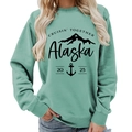 Mint green Alaska Cruisin 2025 print sweatshirt for women, casual crewneck style - S / Light Green (Black Font) (11910)