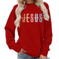Red crewneck sweatshirt with Jesus the way the truth the life print design - S / Red (White Font)
