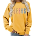 Yellow crewneck sweatshirt featuring Jesus the way the truth the life print design - S / Yellow (Black Font)
