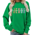 Bright green crewneck sweatshirt with Jesus the way the truth the life print design - S / Green (White Font)