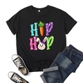 Detailed view of black t-shirt with hip hop rabbit print and stylish rolled sleeves - S / Hip Hop Rabbit Pattern / Black