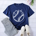 Navy blue XXL Game Day printed cotton t-shirt for baseball fans in a flat lay style - Navy Blue