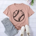 Dusty rose pink Game Day baseball printed t-shirt in loose fit and round neck style - Pink
