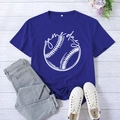 Royal blue Game Day t-shirt in XXL size displayed flat with baseball print and denim jeans - Vintage Blue