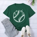 Dark green short sleeve Game Day t-shirt in XXL with baseball print and denim jeans - Vintage Green