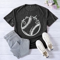 Women's dark grey Game Day print t-shirt in size 2XL with baseball graphic - Black Heather Grey
