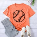 Vibrant orange short sleeve Game Day baseball graphic T-shirt in size XXL casual set - Orange