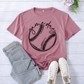Dusty rose game day graphic T-shirt with baseball print and soft cotton fabric - Rose Gold