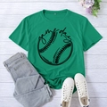 Women's green Game Day baseball print t-shirt in comfortable cotton fabric - Dark Green