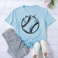 Light blue Game Day baseball print t-shirt in XXL size, flat lay with accessories - Light Blue