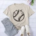 Women's apricot Game Day graphic tee shirt with baseball design in XXL plus size - Sand